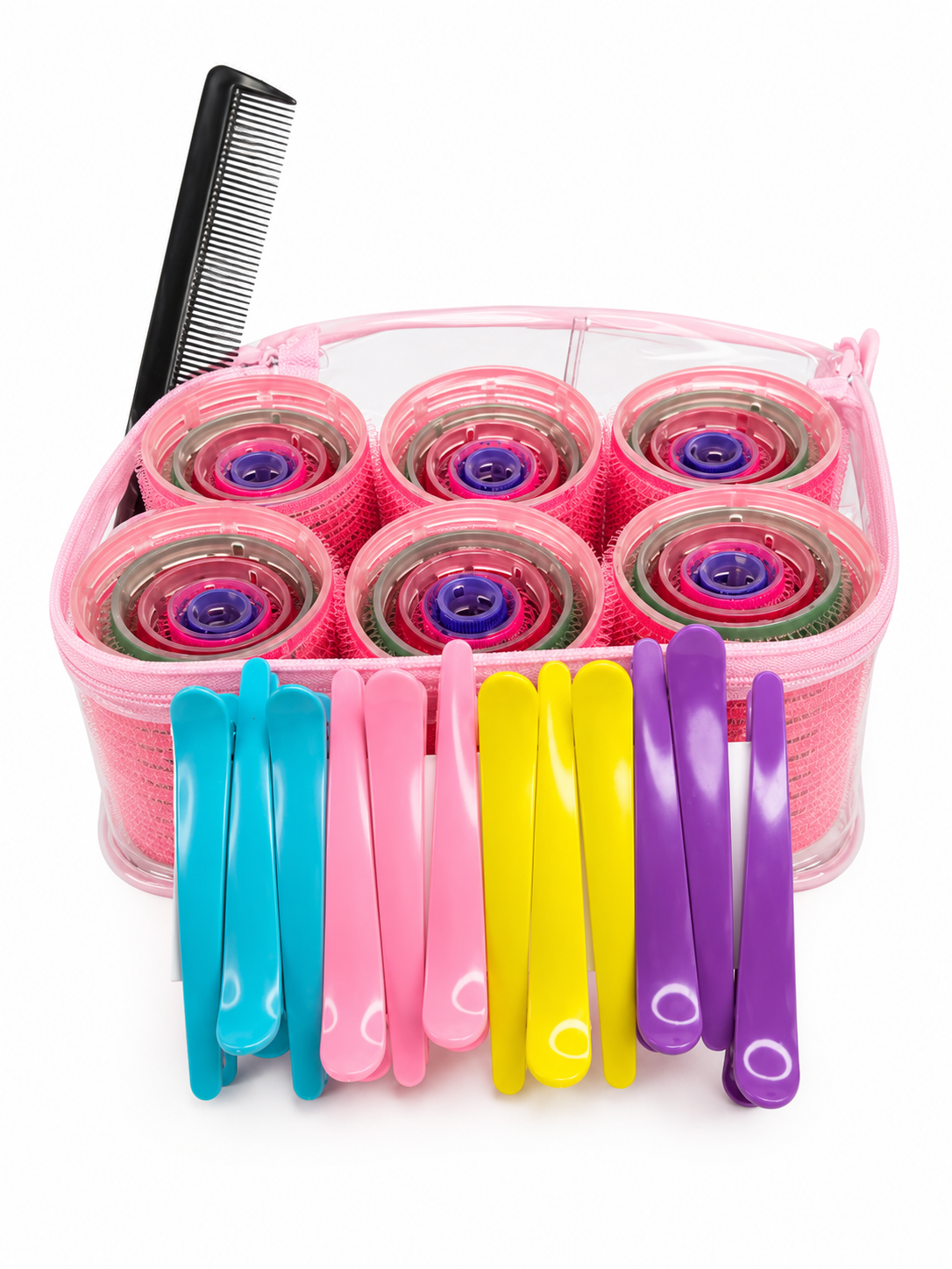 Kit De Rulos Para Cabello 43 Piezas Con Pinzas Y Peine