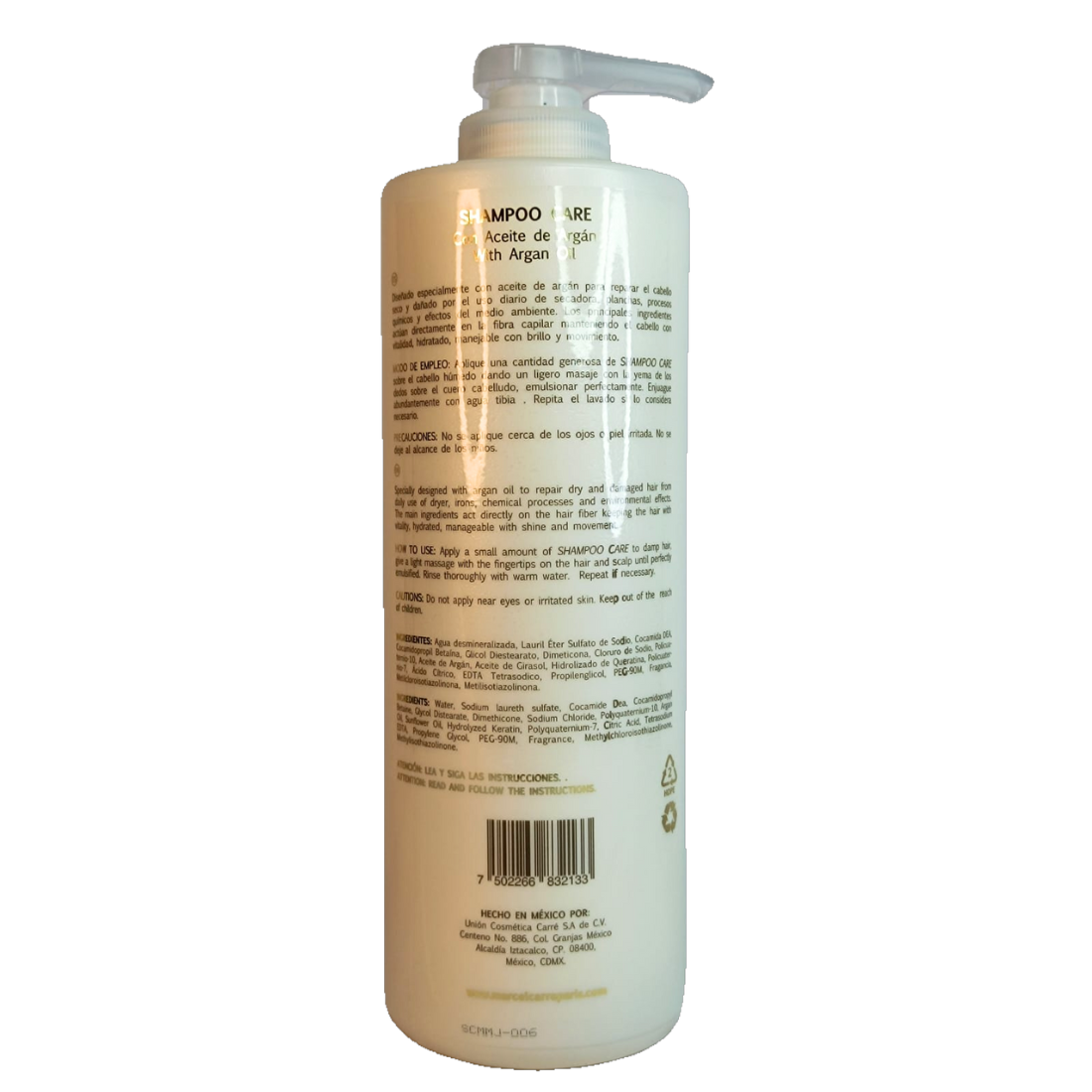 Marcel Carre Shampoo Care 1000ml Repara el cabello seco y maltratado