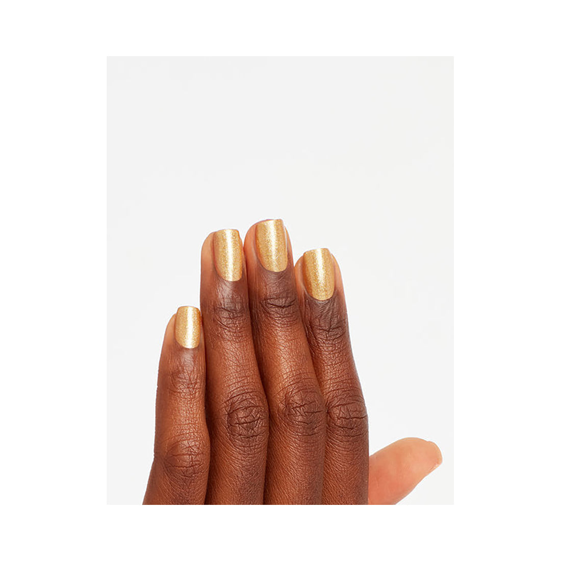 OPI gel en frio de larga duración, color amarillo con gliter, este tiene una terminación brillante