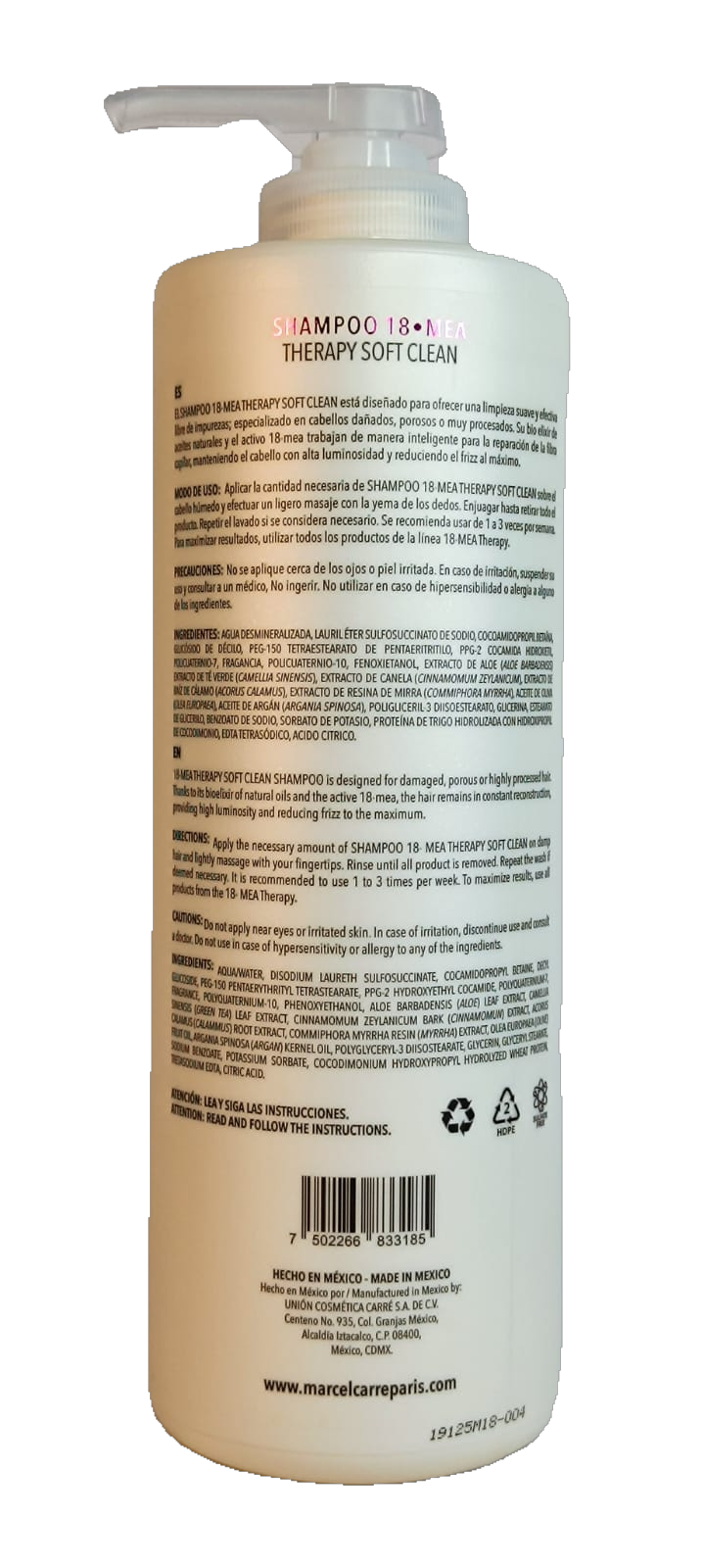 Marcel Carre Shampoo 18*MEA 1000ml - Reconstrucción inteligente de la fibra capilar