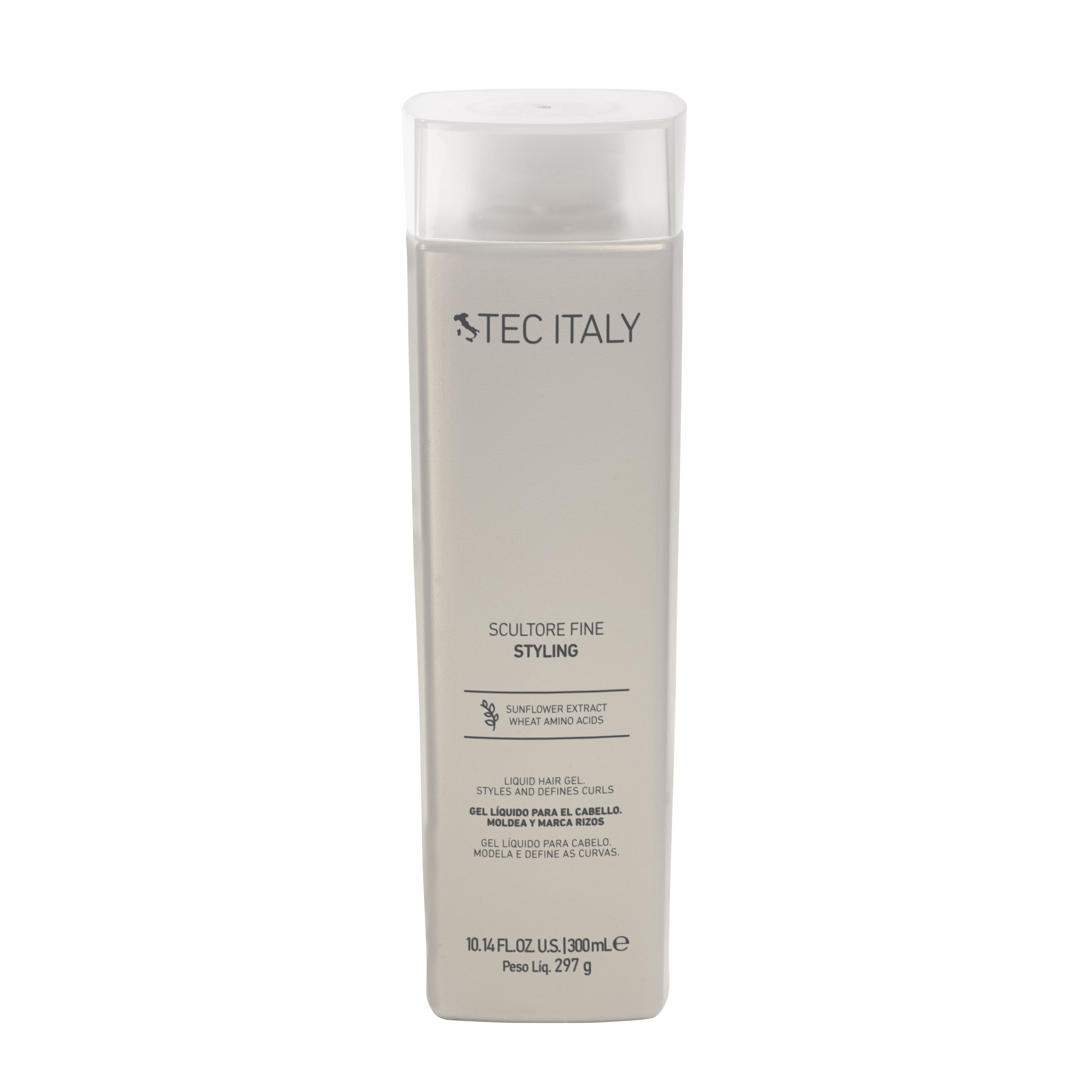 Scultore Fine. Gel líquido para cabello rizado. Moldea y  marca rizos , fijación suave. Brinda cuerpo, textura y brillo al cabello. 