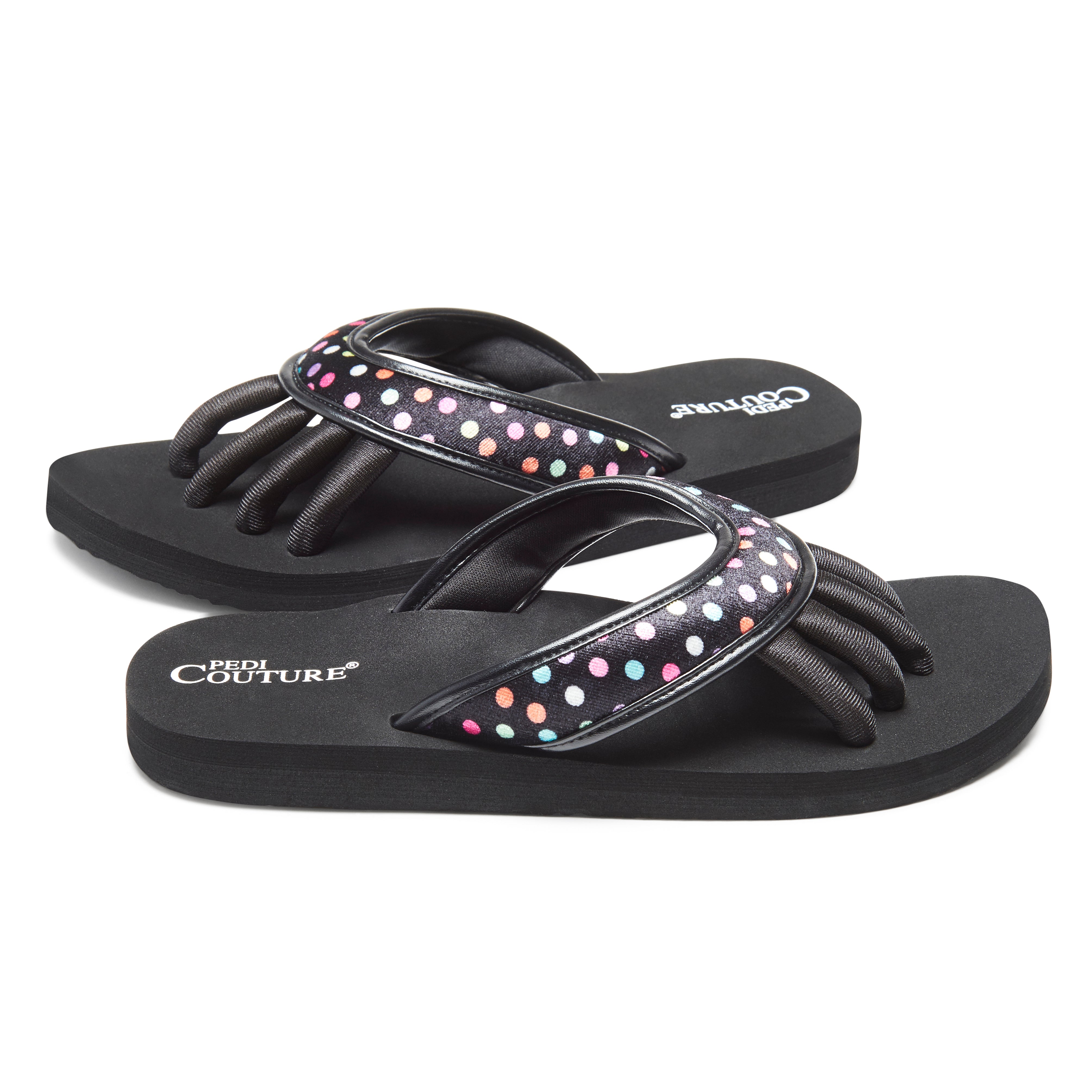 Pedi Couture Black Polka Dots Tamaño M – sandalia para pedicure ECO-FRIENDLY, cómodas y duraderas